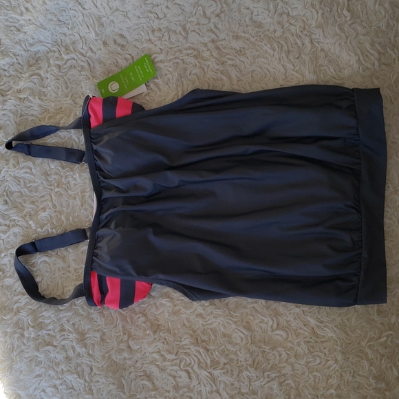 Next Stretch Tops - Next Stretch Tank with Attached Pink Gray Stripe Padded Bra nwt